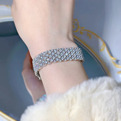 Brazalete de plata de ley con moissanita para mujer