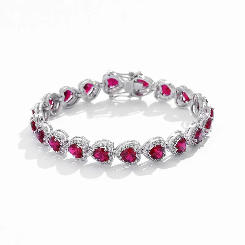 Pulsera de corindón rojo y platino PT950