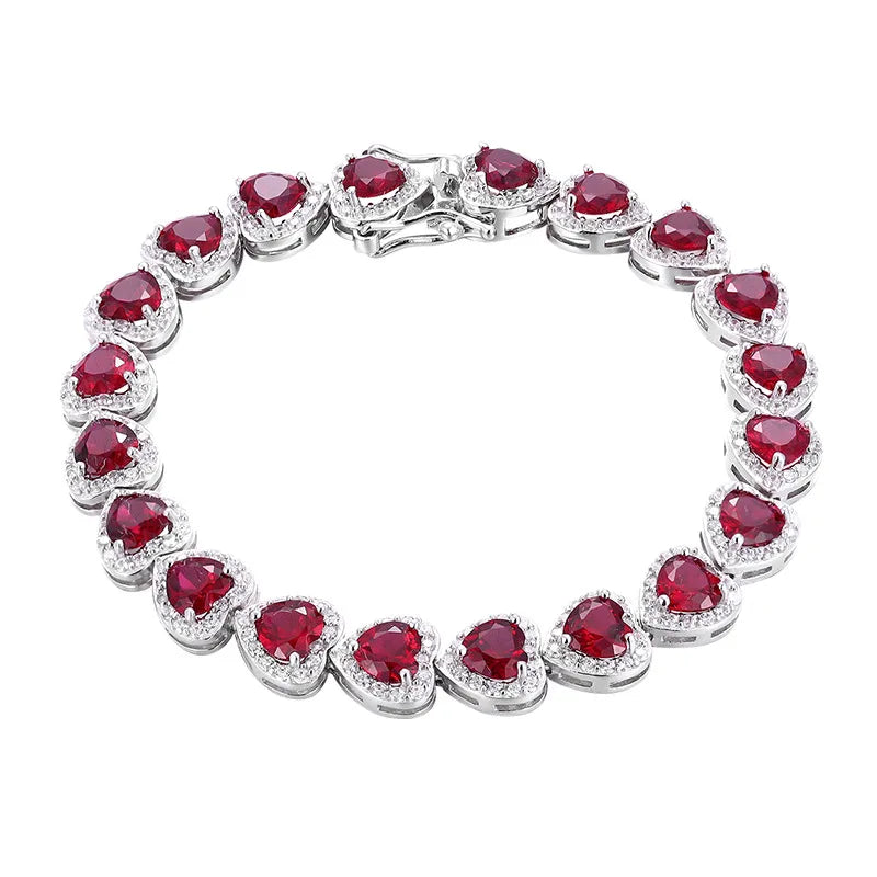 Pulsera de corindón rojo y platino PT950