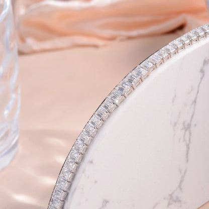 Pulsera de moissanita corte Princess 17cm