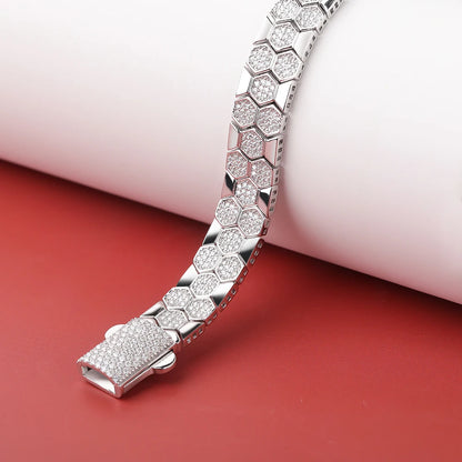 Pulsera de moissanita diseño de panal