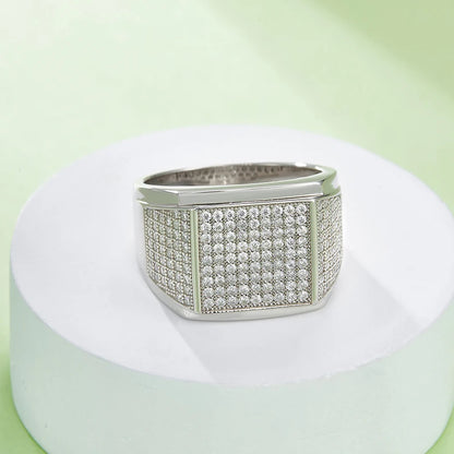 Anillo de moissanita auténtica chapado en oro blanco