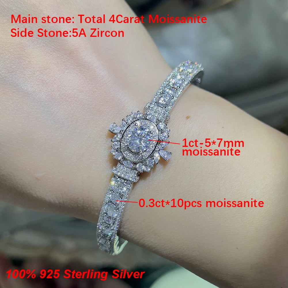 Pulsera para mujer de moissanita y circonita