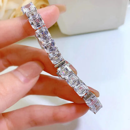 Pulsera de moissanita de corte Asscher