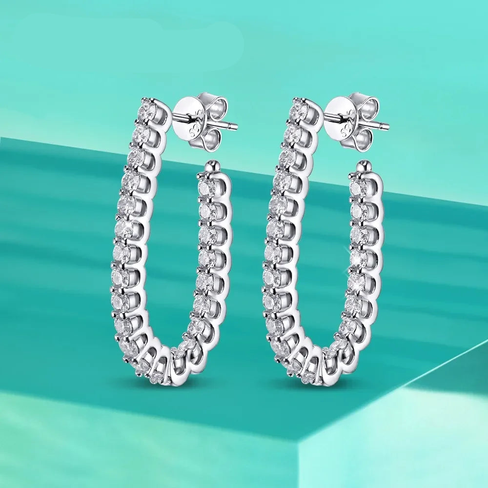 Pendientes de plata con moissanita, 0.8CT