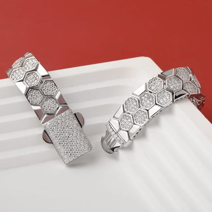 Pulsera de moissanita diseño de panal