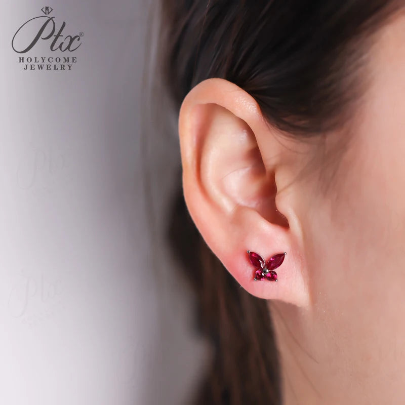 Juego de aretes mariposa de moissanita