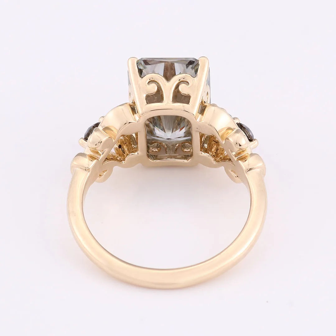 Anillos llamativos de moissanita gris provenzoso para mujer, joyería DIY de lujo de 14K, anillos de aniversario de 5,5 quilates para graduación con GRA