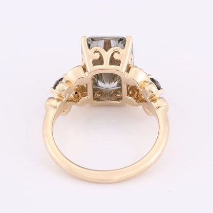 Anillos llamativos de moissanita gris provenzoso para mujer, joyería DIY de lujo de 14K, anillos de aniversario de 5,5 quilates para graduación con GRA