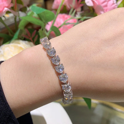 Pulsera de moissanita corte Princess 17cm