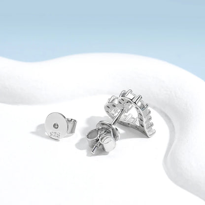 Aretes de corazón, plata con moissanita