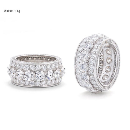 Anillo Ice Out de moissanita unisex