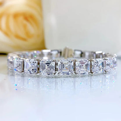 Pulsera de moissanita de corte Asscher