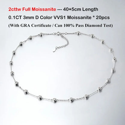 Cadena ajustable de plata de ley con moissanita 3mm