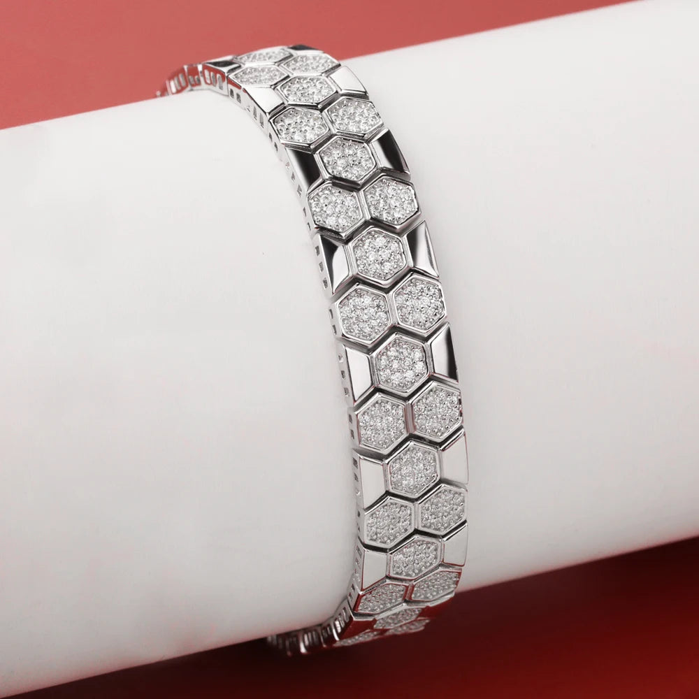 Pulsera de moissanita diseño de panal