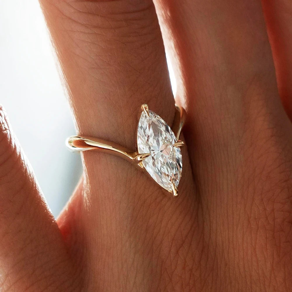 BXINY-Conjunto de anillos de moissanita de corte marquesa, placa de plata S925, oro de 18 quilates para mujer, certificado GRA, diamante de laboratorio, boda, regalos, joyería