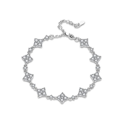 Pulsera de trébol de plata con moissanita