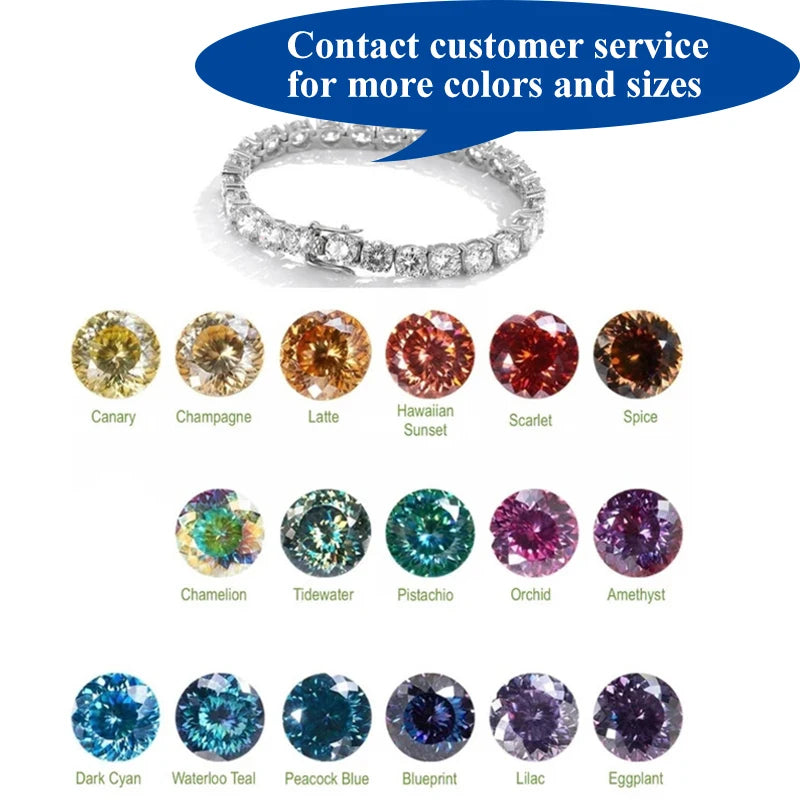 Cadena de tenis de moissanita Unisex Azul