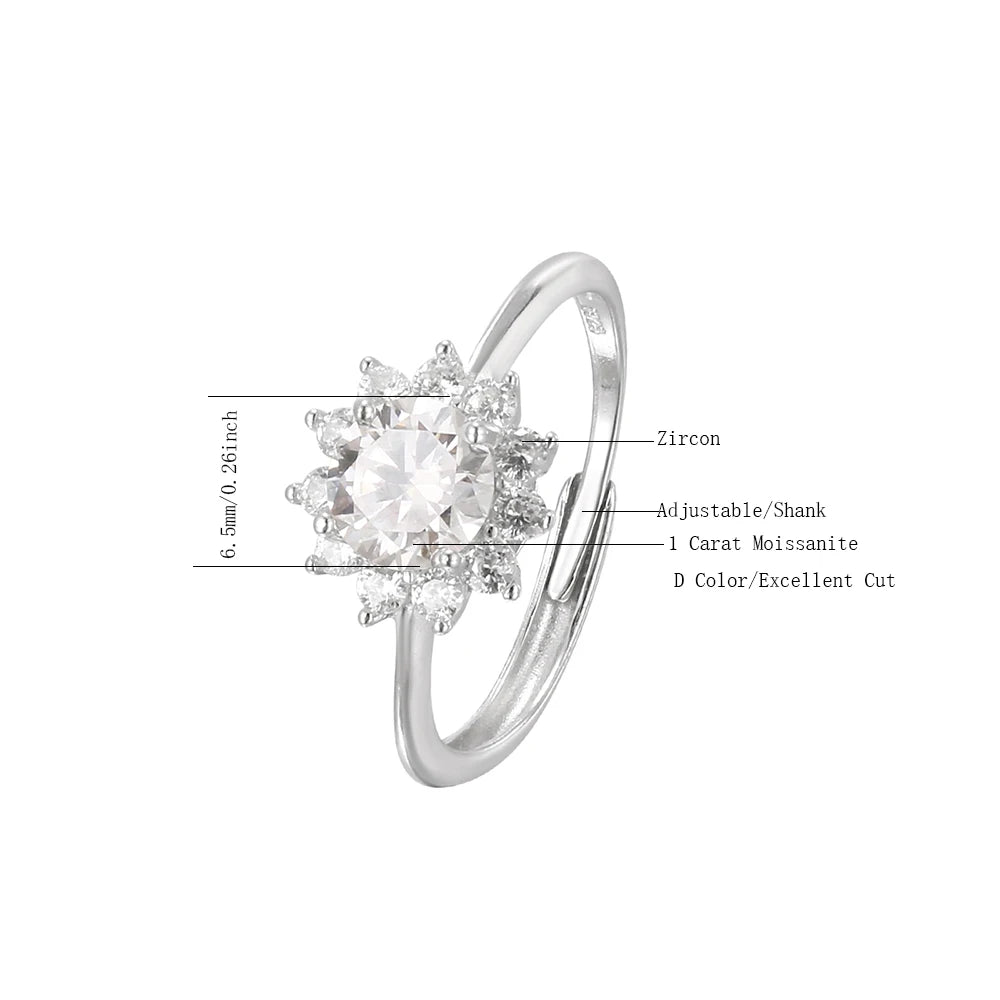 Anillo de moissanita floral