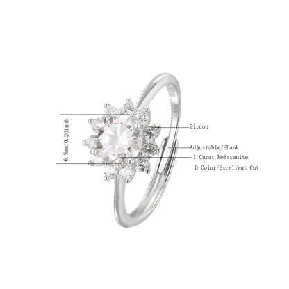 Anillo de moissanita floral