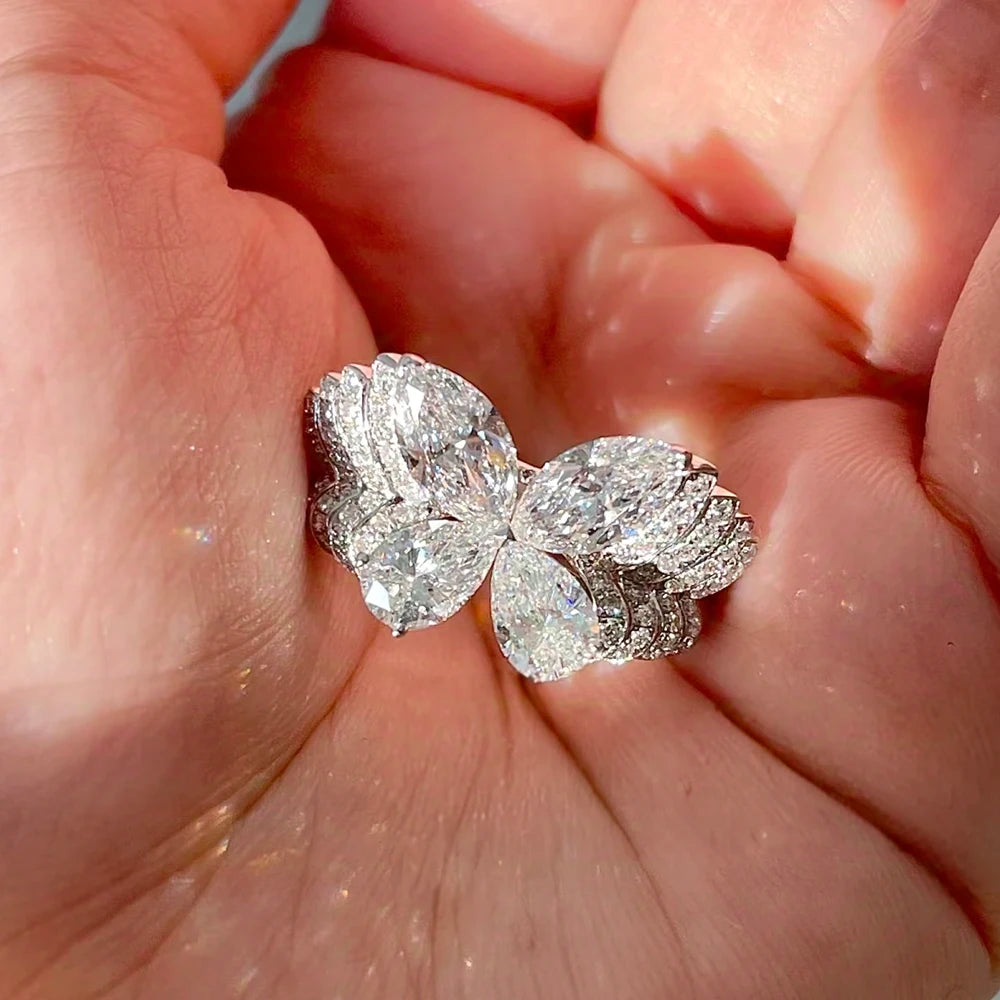 Anillo de compromiso de plata de ley 925 y circonita