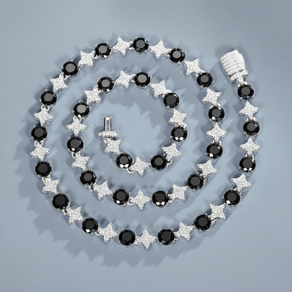 Cadena de tenis de moissanita redonda negra de 6,0mm