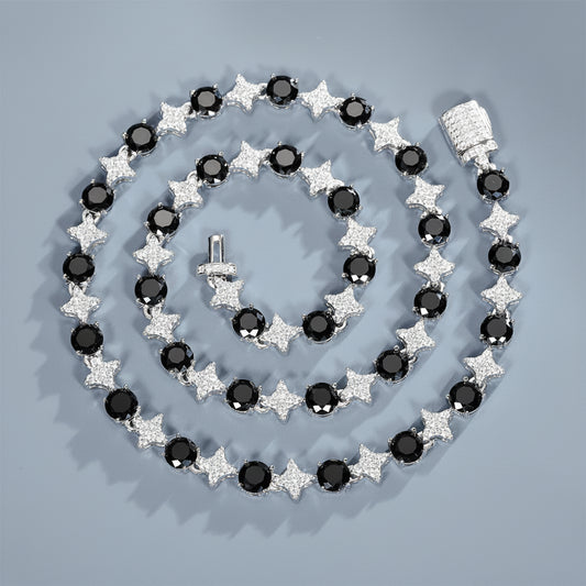 Cadena de tenis de moissanita redonda negra de 6,0mm