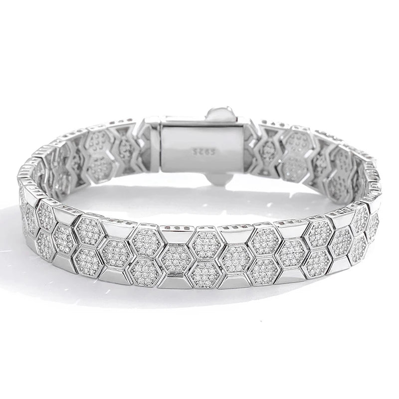 Pulsera de moissanita diseño de panal