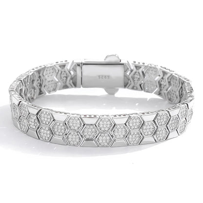 Pulsera de moissanita diseño de panal