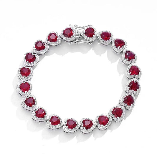 Pulsera de corindón rojo y platino PT950