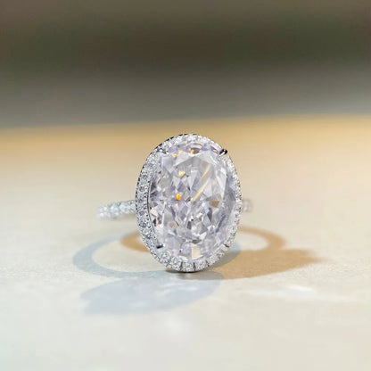 Anillo de compromiso solitario con halo, 10ct