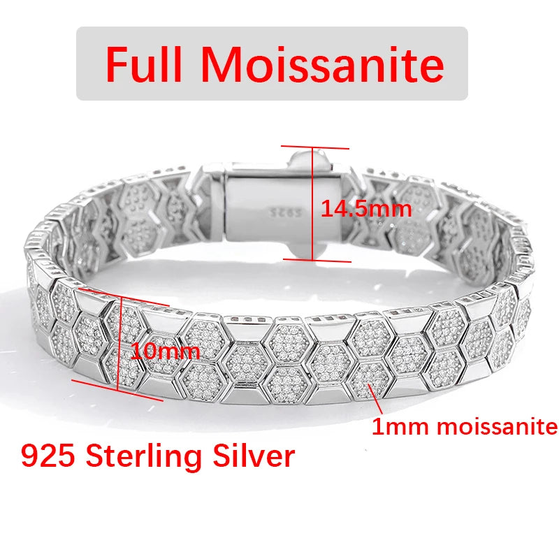 Pulsera de moissanita diseño de panal