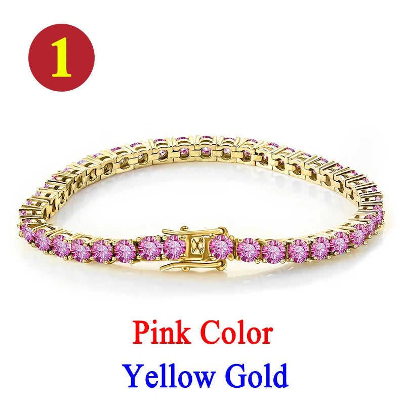 Pulsera tenis, moissanita vvs 3mm