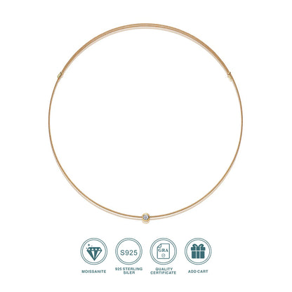 Gargantilla de plata 925 chapado en oro de 18k con moissanita