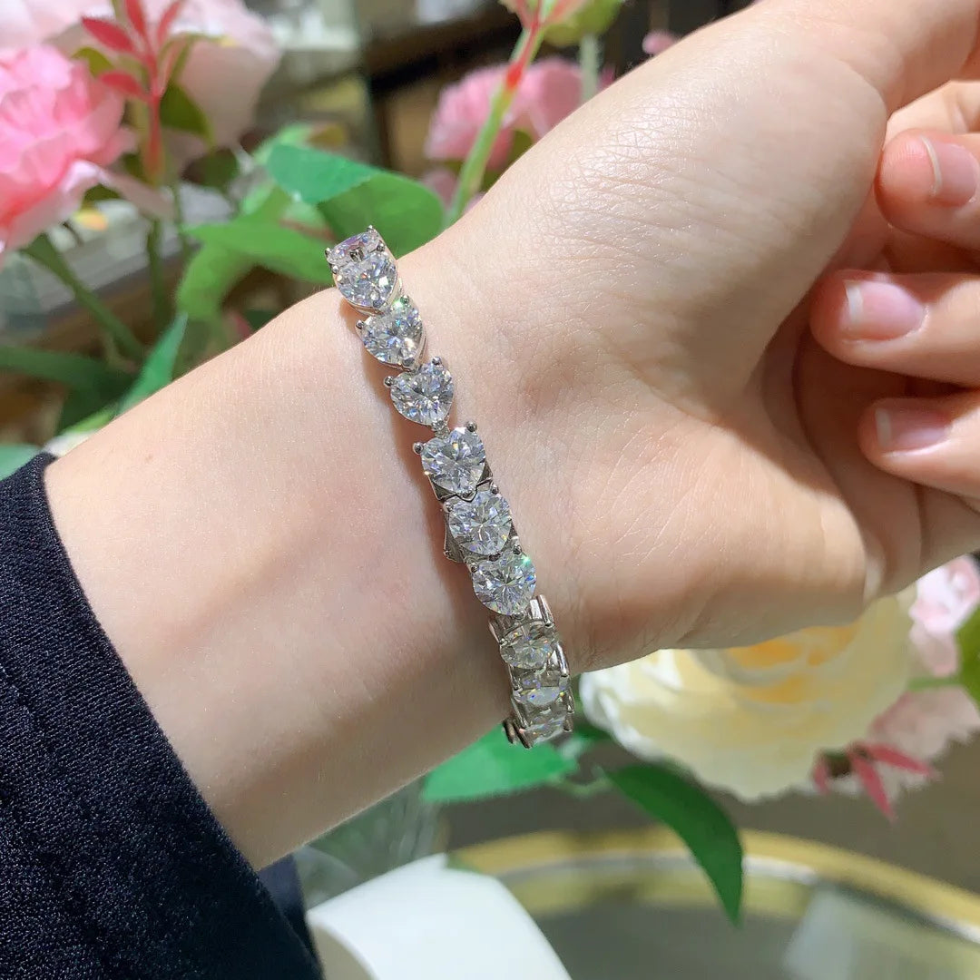 Pulsera de moissanita corte Princess 17cm