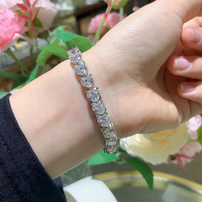 Pulsera de moissanita corte Princess 17cm