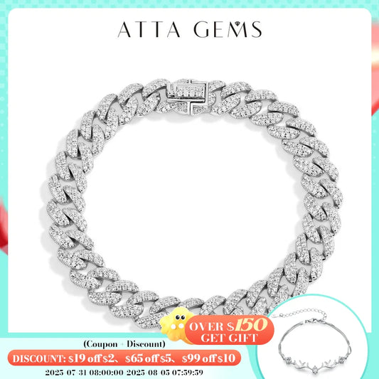 Cadena cubana de moissanita, Plata de Ley 925 chapada en oro de 18k