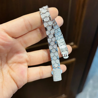 Pulsera de moissanita diseño de panal