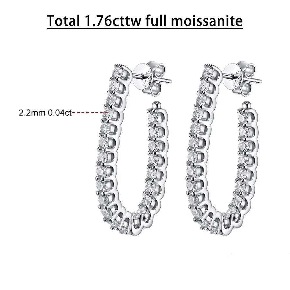 Pendientes de plata con moissanita, 0.8CT