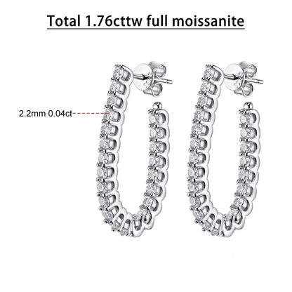 Pendientes de plata con moissanita, 0.8CT