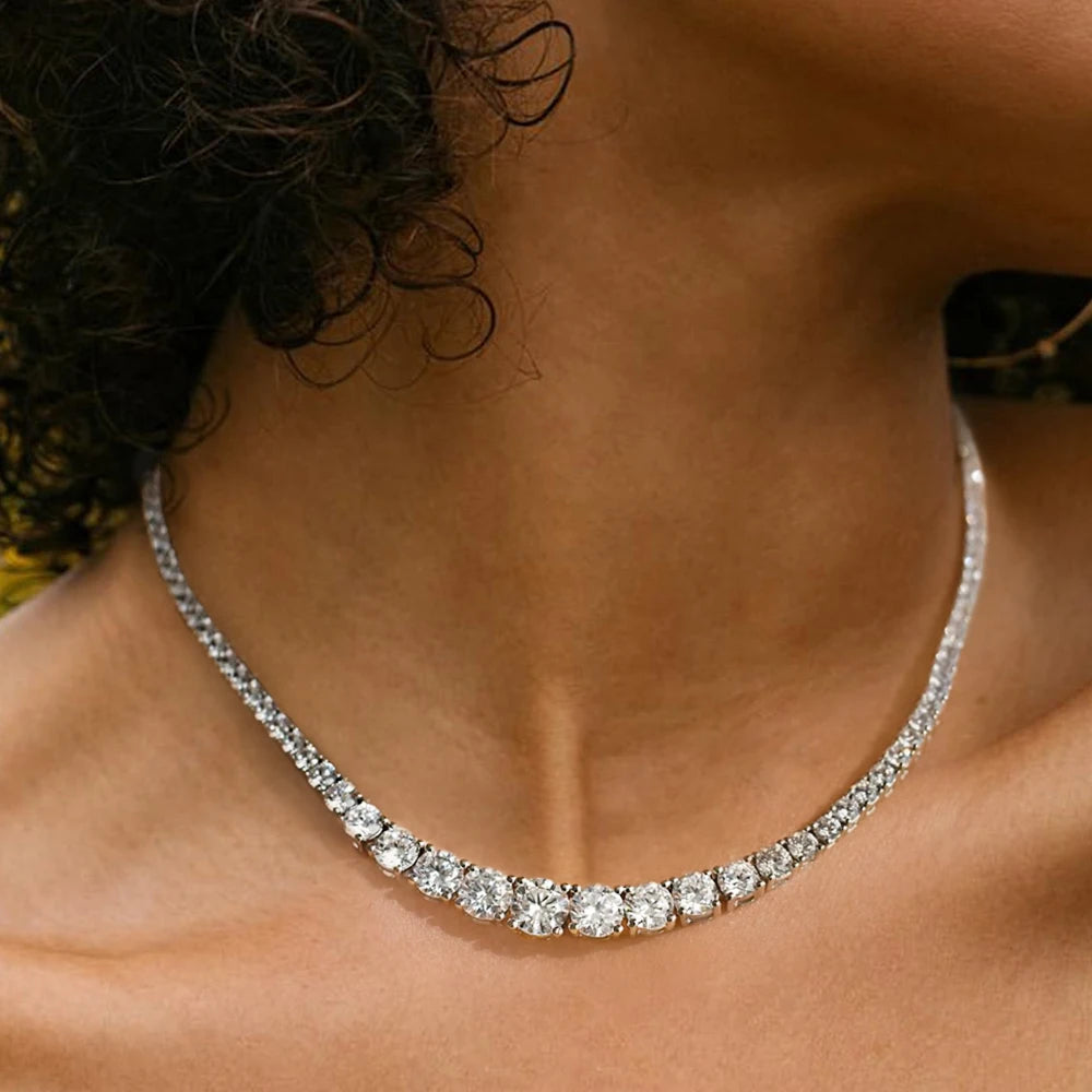 BXINY-collares de tenis de moissanita con gradiente de lujo para mujer, plata S925, diamante certificado GRA, regalos nupciales románticos, joyería