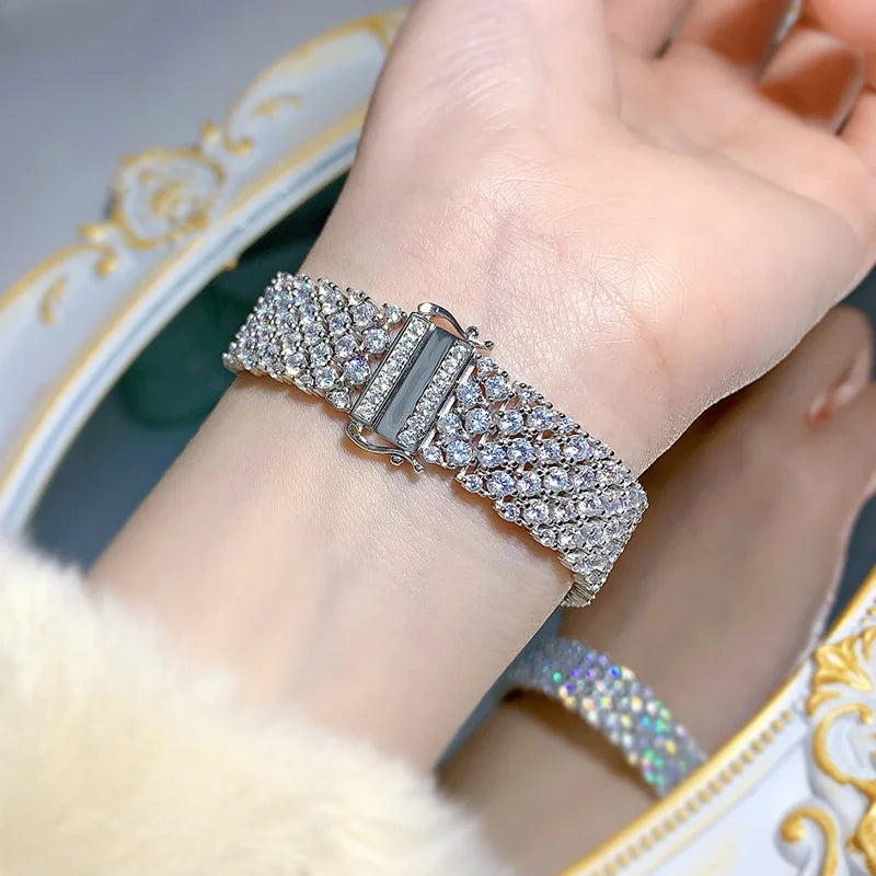 Brazalete de plata de ley con moissanita para mujer