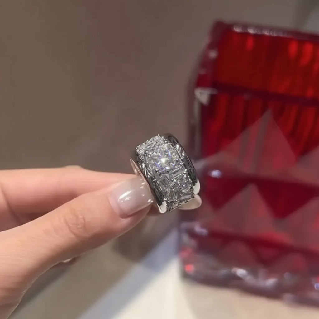 Anillo de plata de ley con moissanita blanca D VVS