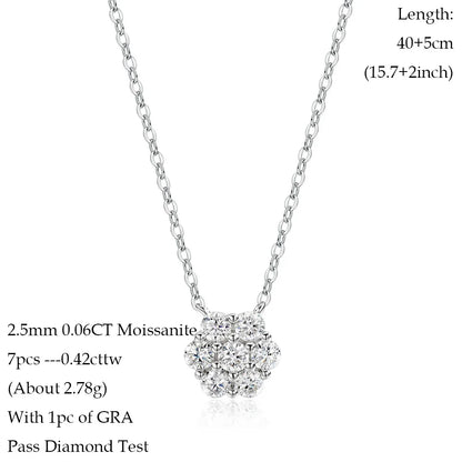 Pulsera de flores de plata de ley 925 con moissanita