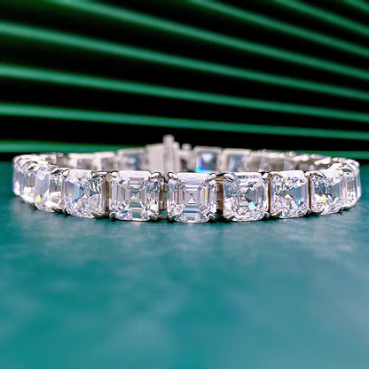 Pulsera de moissanita de corte Asscher
