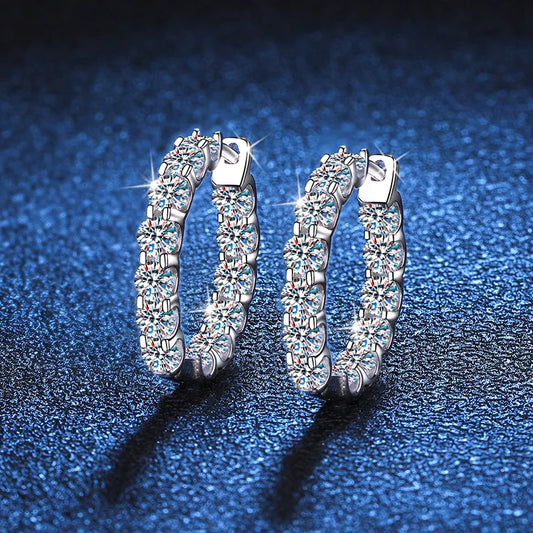 Arracadas de plata con moissanita, 2.6 quilates
