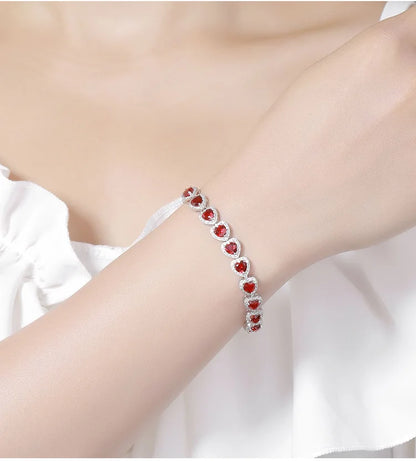 Pulsera de corindón rojo y platino PT950