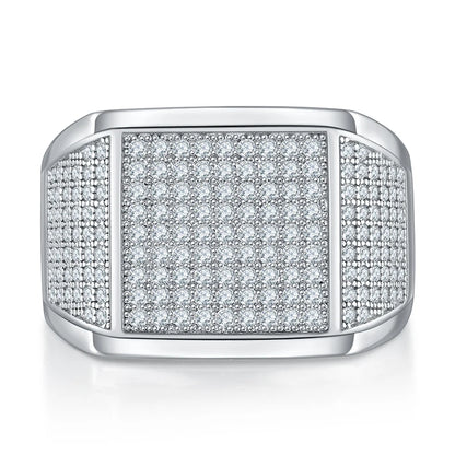 Anillo de moissanita auténtica chapado en oro blanco