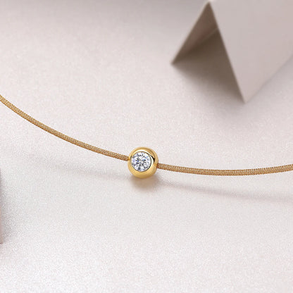 Gargantilla de plata 925 chapado en oro de 18k con moissanita