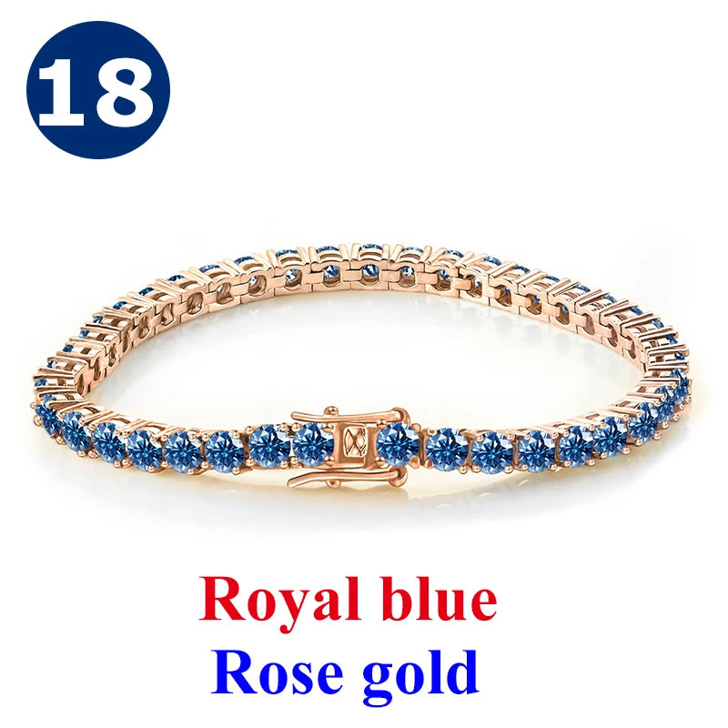 Cadena de tenis de moissanita Unisex Azul